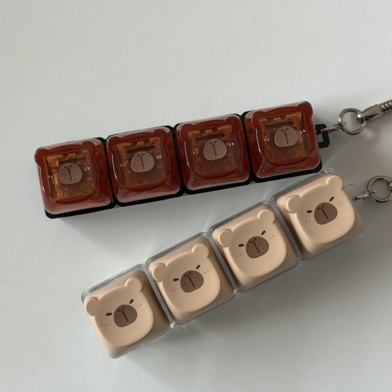 Cute Capybara Face 4-Key Keyboard Fidget Toy | Clicky Mechanical Buttons | Mini Keyboard Clicker | Stress Relief Fidget | ASMR Toy