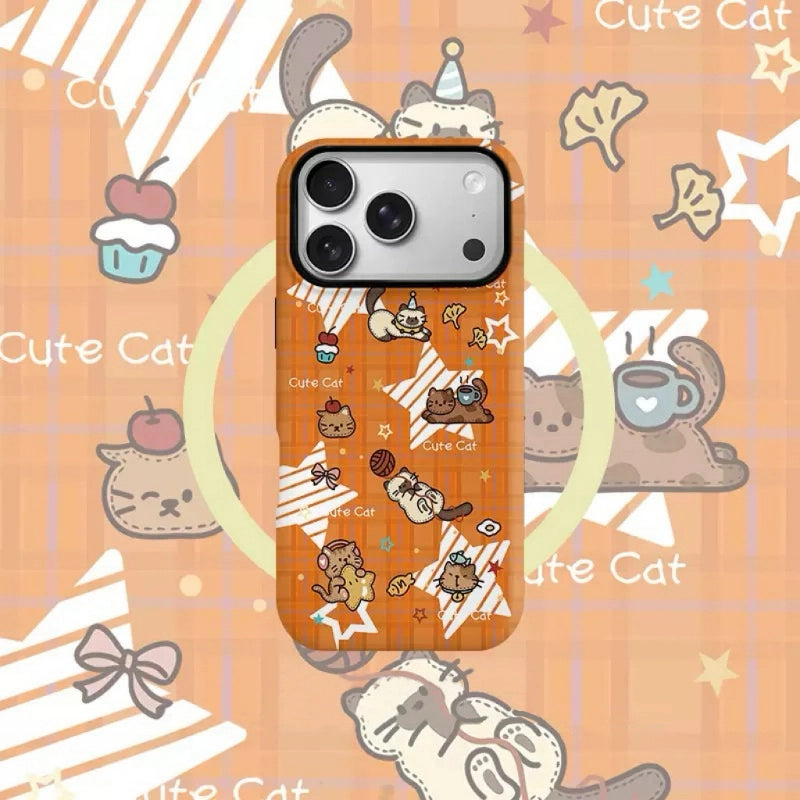 Cute Party Cat Illustration MagSafe iPhone Case – Glossy Finish