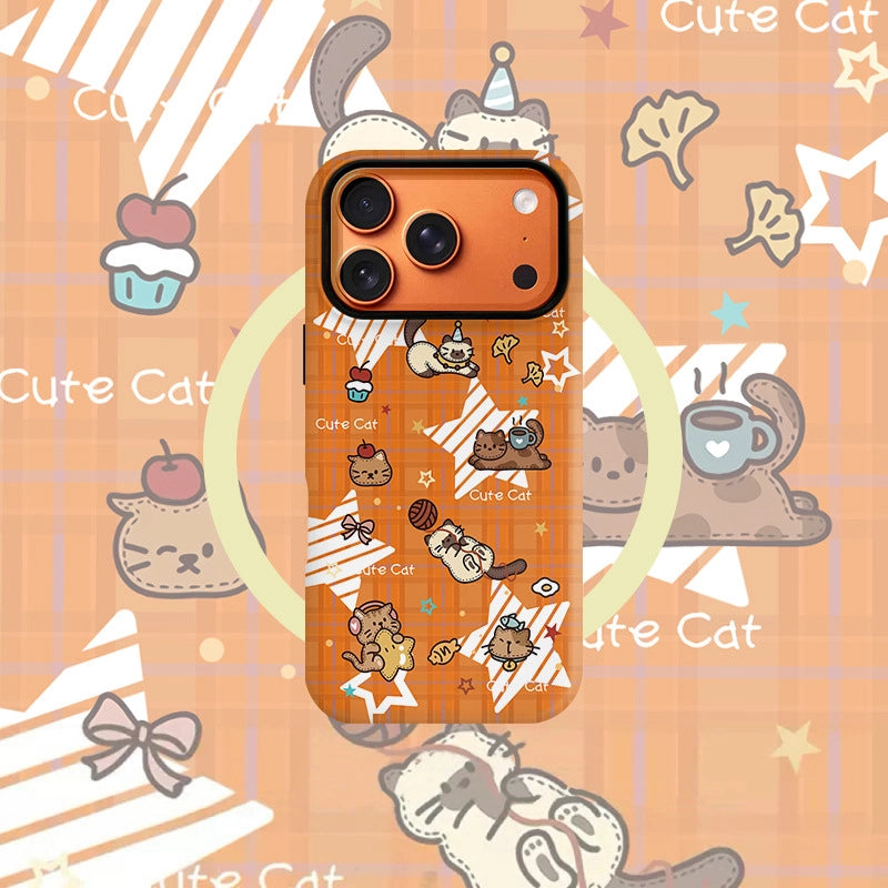 Cute Party Cat Illustration MagSafe iPhone Case – Matte Finish