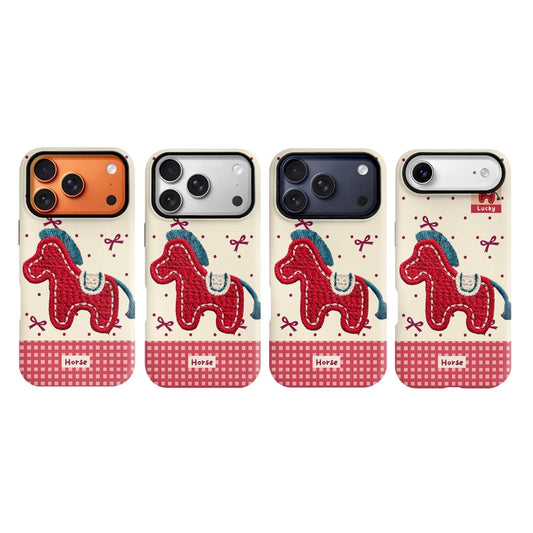 Retro Embroidered Pony Print MagSafe iPhone Case