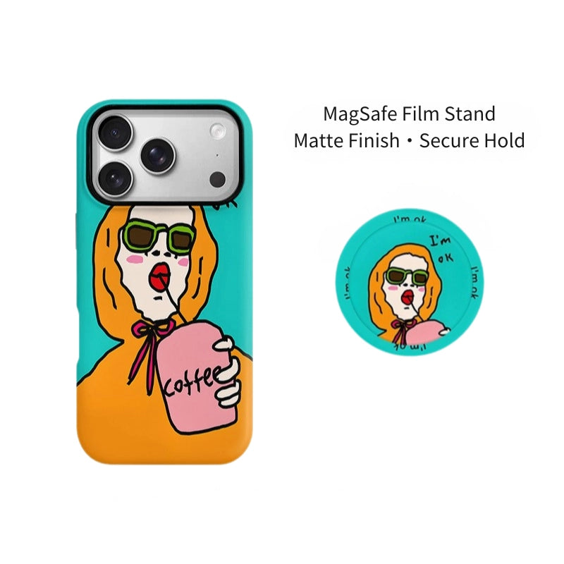 Funny Coffee Girl Illustration MagSafe iPhone Case