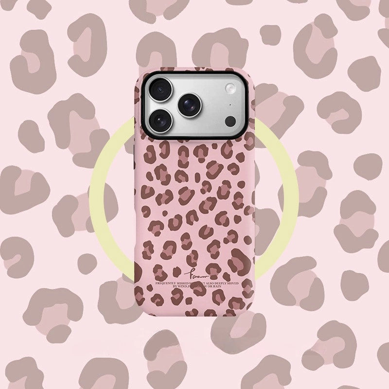 "Gimme Hug" Leopard Print Case for iPhone 13-17 PM | MagSafe 2-in-1 Film | Glossy/Matte
