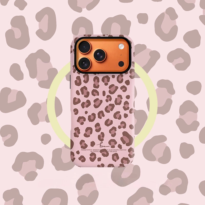 "Gimme Hug" Leopard Print Case for iPhone 13-17 PM | MagSafe 2-in-1 Film | Glossy/Matte