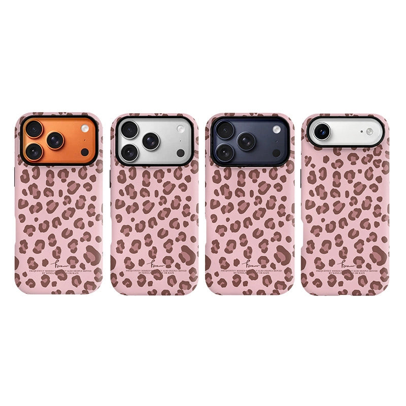 "Gimme Hug" Leopard Print Case for iPhone 13-17 PM | MagSafe 2-in-1 Film | Glossy/Matte