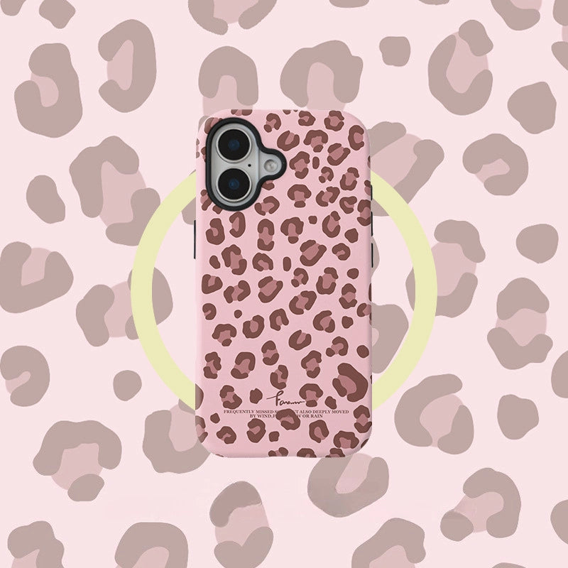 "Gimme Hug" Leopard Print Case for iPhone 13-17 PM | MagSafe 2-in-1 Film | Glossy/Matte