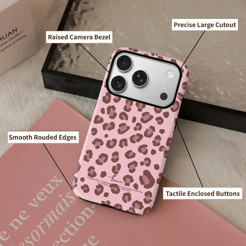 "Gimme Hug" Leopard Print Case for iPhone 13-17 PM | MagSafe 2-in-1 Film | Glossy/Matte