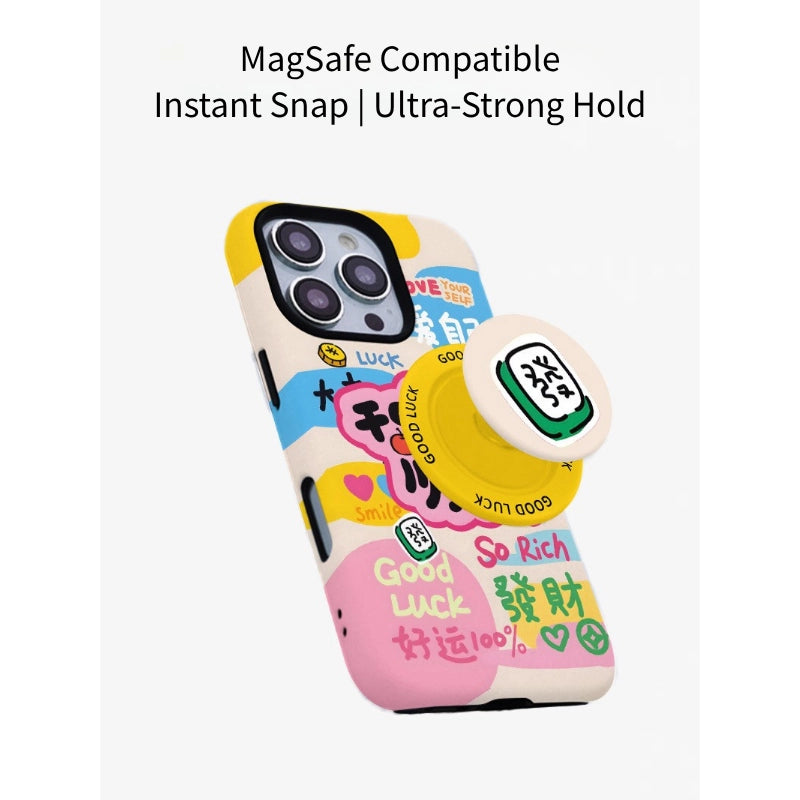 Good Luck Mahjong Case for iPhone 13-17 PM | MagSafe 2-in-1 Film | Glossy/Matte