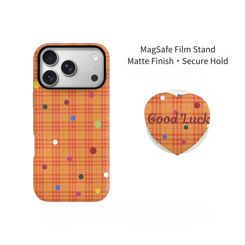 "Good Luck" Orange Plaid MagSafe iPhone Case
