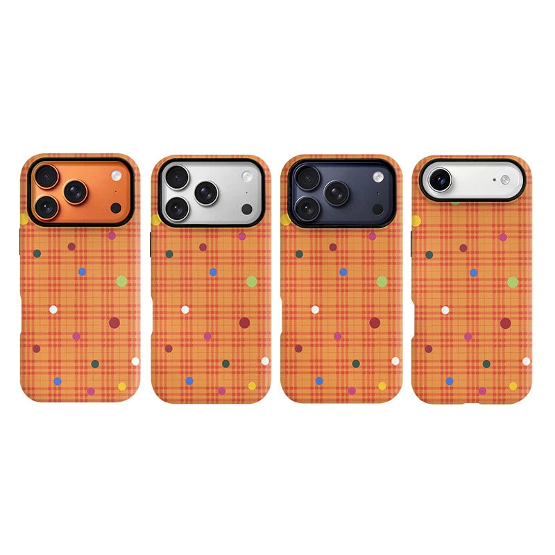 "Good Luck" Orange Plaid MagSafe iPhone Case