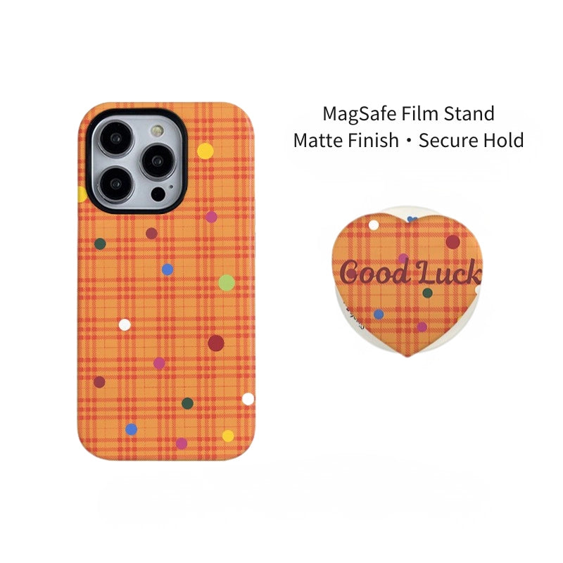 "Good Luck" Orange Plaid MagSafe iPhone Case