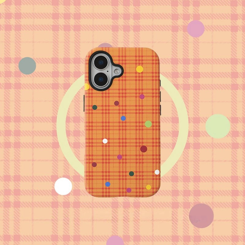 "Good Luck" Orange Plaid MagSafe iPhone Case