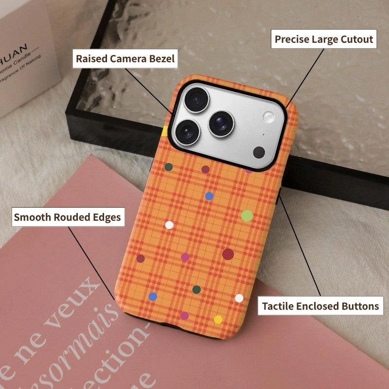 "Good Luck" Orange Plaid MagSafe iPhone Case