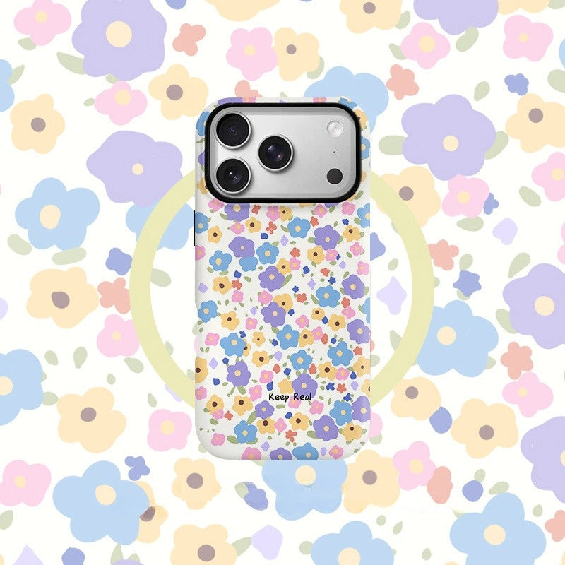 "Keep Real" Floral Garden Case for iPhone 13-17 PM | MagSafe 2-in-1 Film | Glossy/Matte