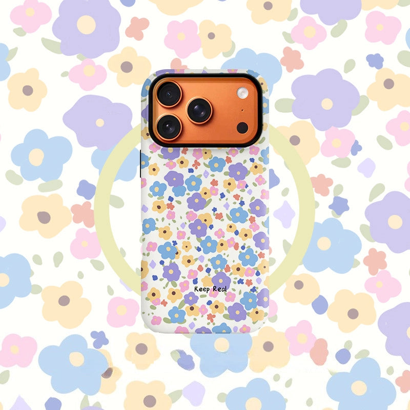 "Keep Real" Floral Garden Case for iPhone 13-17 PM | MagSafe 2-in-1 Film | Glossy/Matte