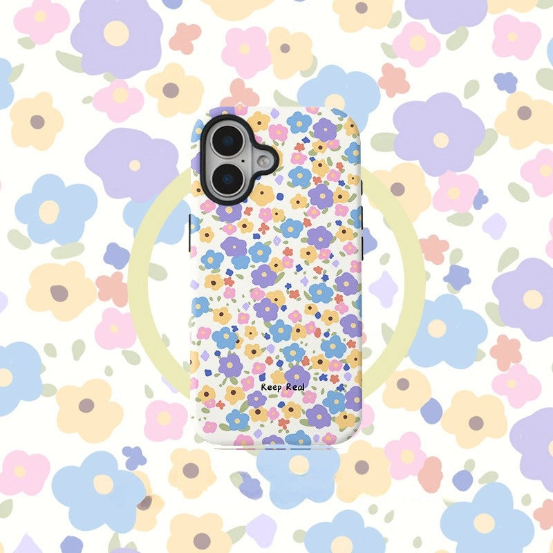 "Keep Real" Floral Garden Case for iPhone 13-17 PM | MagSafe 2-in-1 Film | Glossy/Matte