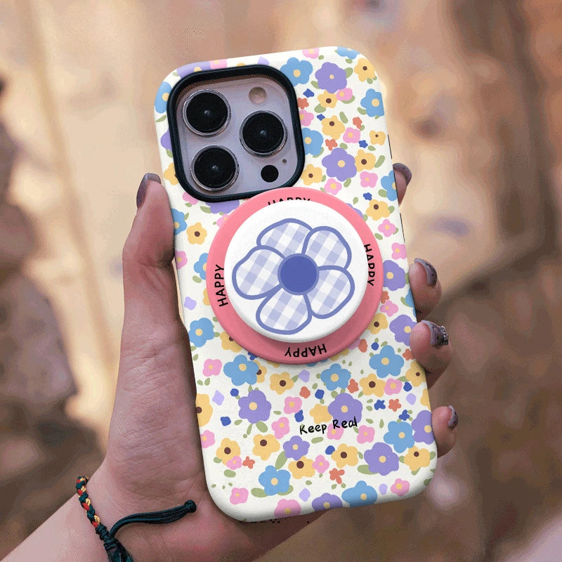"Keep Real" Floral Garden Case for iPhone 13-17 PM | MagSafe 2-in-1 Film | Glossy/Matte