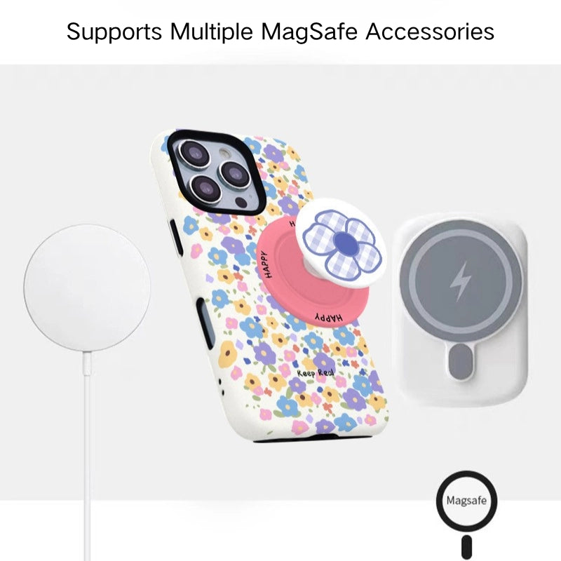 "Keep Real" Floral Garden Case for iPhone 13-17 PM | MagSafe 2-in-1 Film | Glossy/Matte