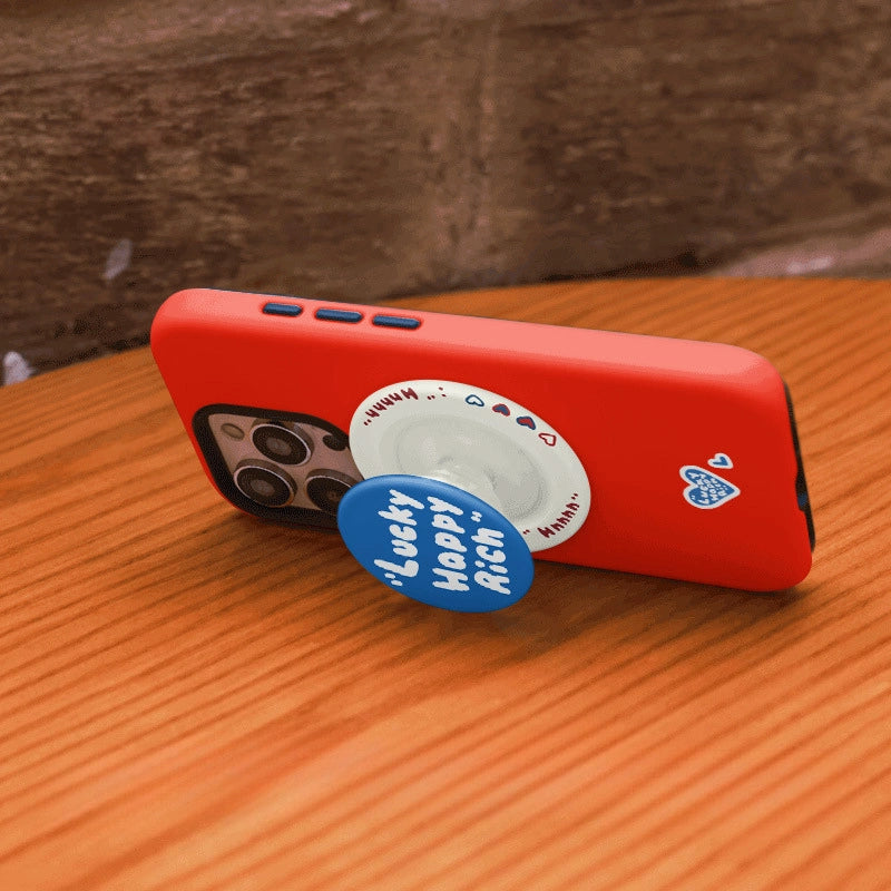 "Lucky Happy Rich" Heart Case for iPhone 13-17 PM | MagSafe 2-in-1 Film | Glossy/Matte