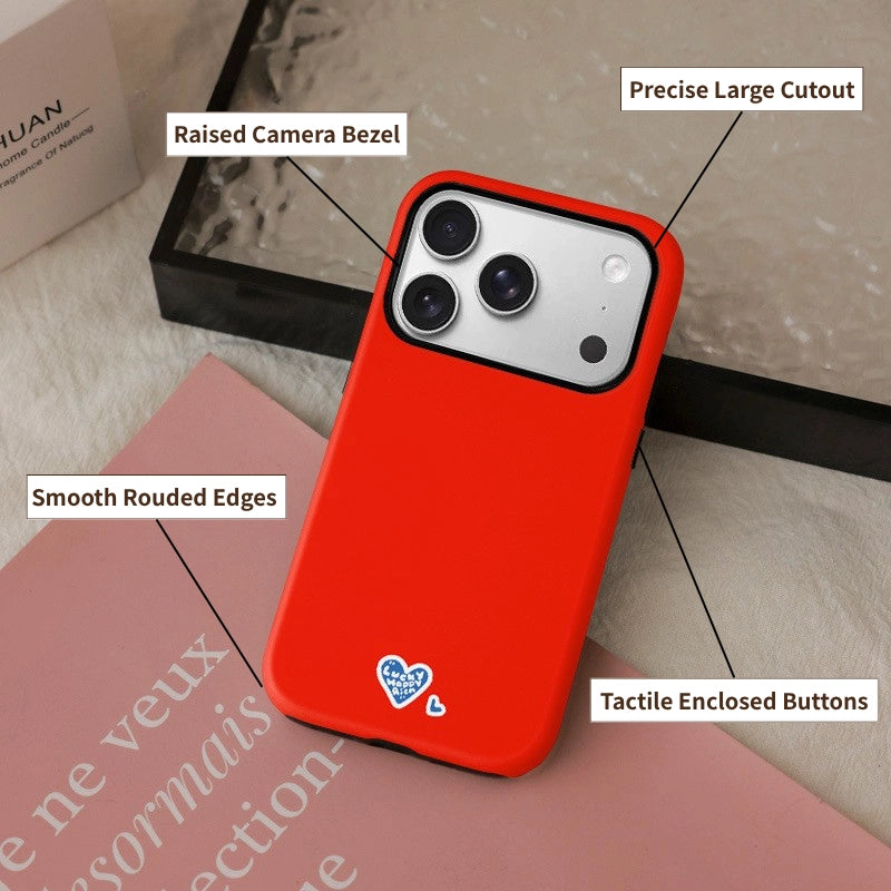 "Lucky Happy Rich" Heart Case for iPhone 13-17 PM | MagSafe 2-in-1 Film | Glossy/Matte