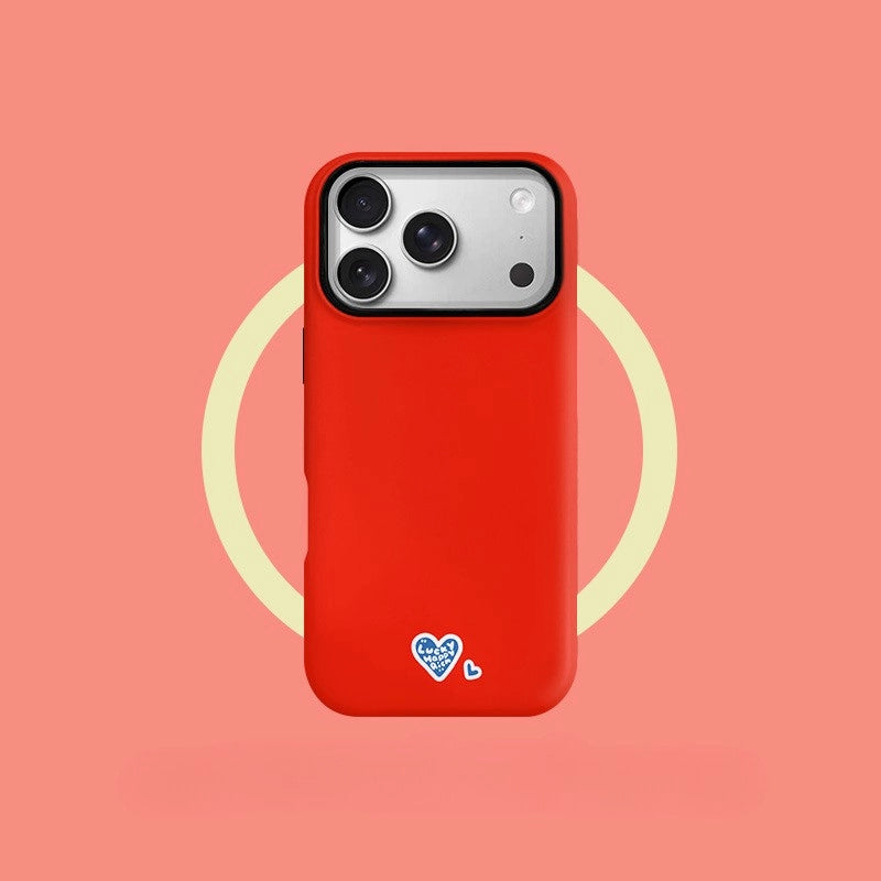 "Lucky Happy Rich" Heart Case for iPhone 13-17 PM | MagSafe 2-in-1 Film | Glossy/Matte