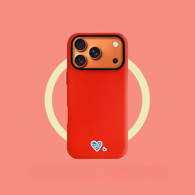 "Lucky Happy Rich" Heart Case for iPhone 13-17 PM | MagSafe 2-in-1 Film | Glossy/Matte