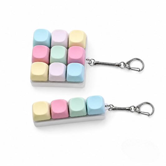 Macaron Pastel 4-Key & 9-Key Keyboard Fidget Toy | Clicky Mechanical Buttons | Mini Keyboard Clicker | Stress Relief Fidget | ASMR Toy