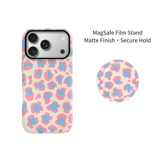 Pastel Pink And Blue Leopard Print MagSafe iPhone Case
