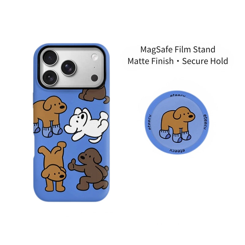 Playful Socks Puppy Case for iPhone 13-17 PM | MagSafe 2-in-1 Film | Glossy/Matte