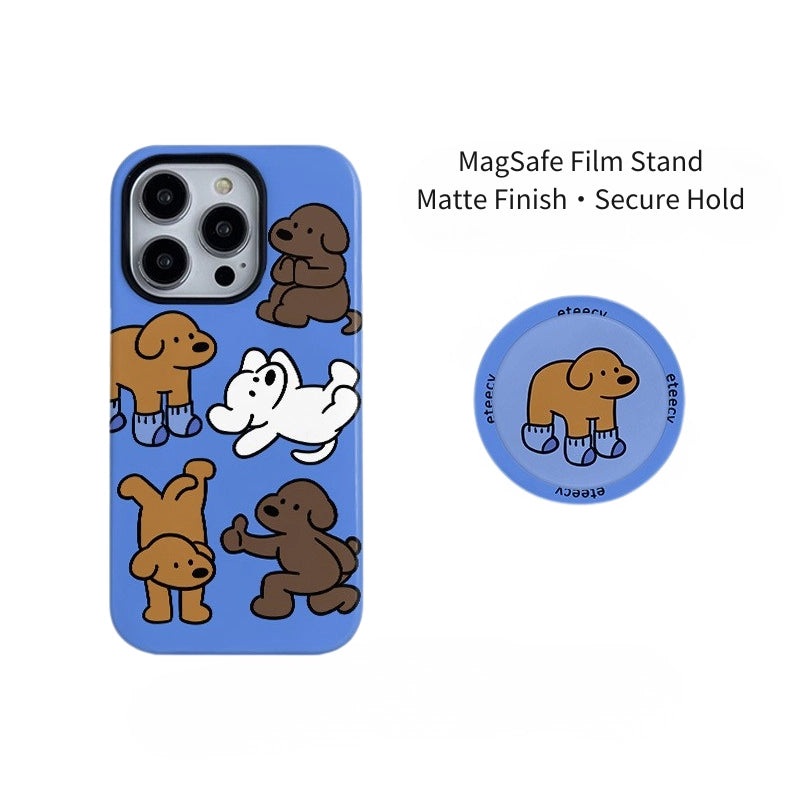 Playful Socks Puppy Case for iPhone 13-17 PM | MagSafe 2-in-1 Film | Glossy/Matte