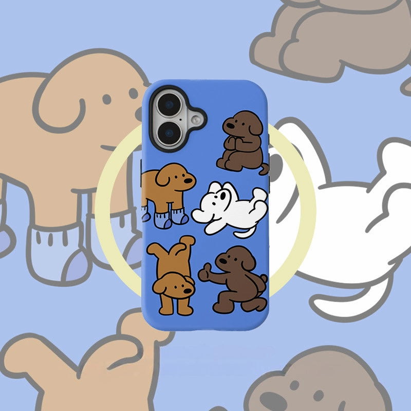Playful Socks Puppy Case for iPhone 13-17 PM | MagSafe 2-in-1 Film | Glossy/Matte