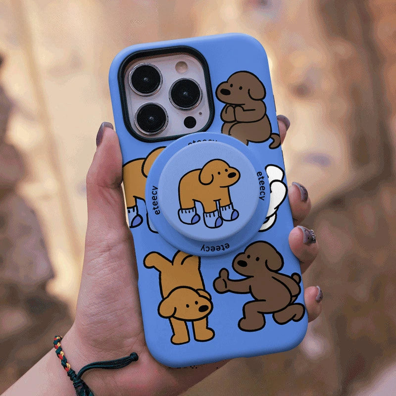 Playful Socks Puppy Case for iPhone 13-17 PM | MagSafe 2-in-1 Film | Glossy/Matte