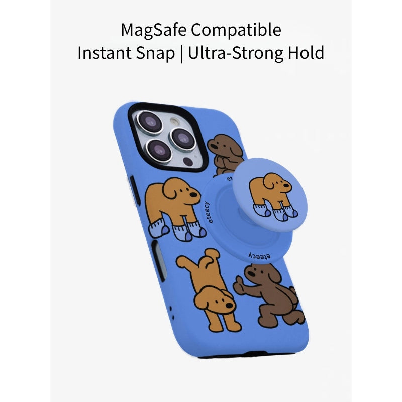 Playful Socks Puppy Case for iPhone 13-17 PM | MagSafe 2-in-1 Film | Glossy/Matte