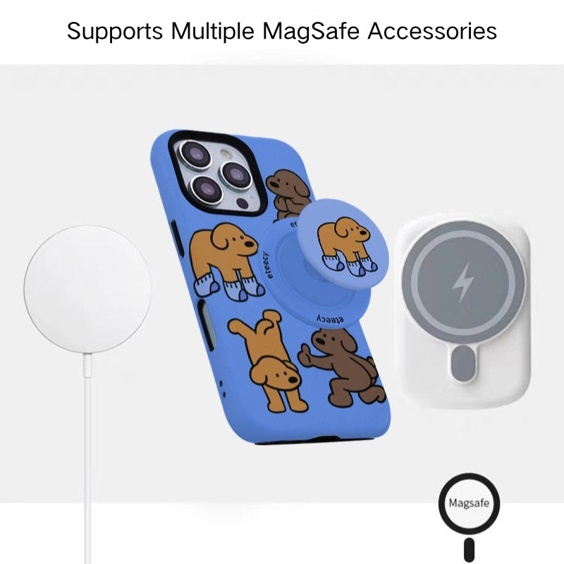 Playful Socks Puppy Case for iPhone 13-17 PM | MagSafe 2-in-1 Film | Glossy/Matte