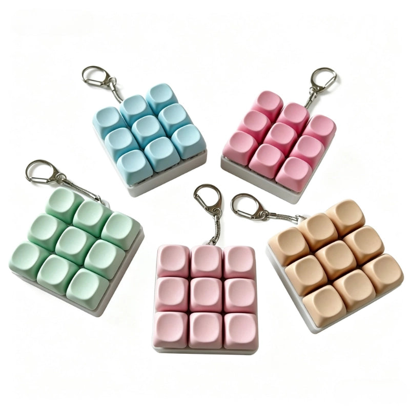 Premium Solid Macaron 9-Key Keyboard Fidget Toy | Clicky Mechanical Buttons | Mini Keyboard Clicker | Stress Relief Fidget | ASMR Toy
