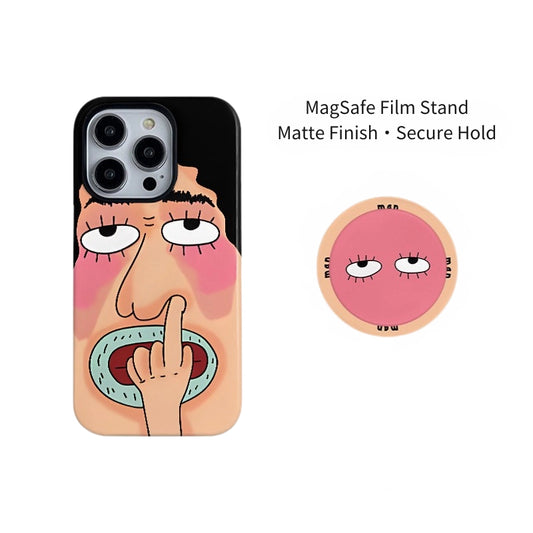 Quirky Nose Picking Boy Funny Illustration MagSafe iPhone Case