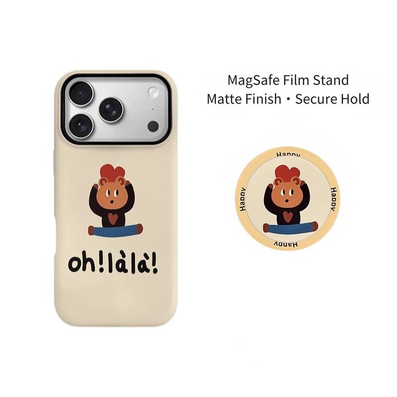 Quirky Oh! là là Sporting Bear Case for iPhone 13-17 PM | MagSafe 2-in-1 Film | Glossy/Matte