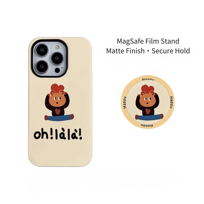 Quirky Oh! là là Sporting Bear Case for iPhone 13-17 PM | MagSafe 2-in-1 Film | Glossy/Matte