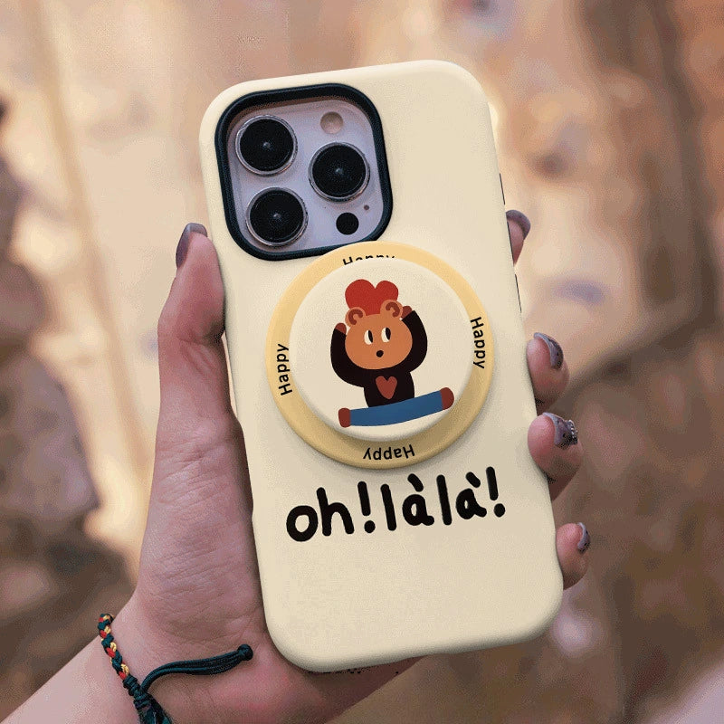 Quirky Oh! là là Sporting Bear Case for iPhone 13-17 PM | MagSafe 2-in-1 Film | Glossy/Matte