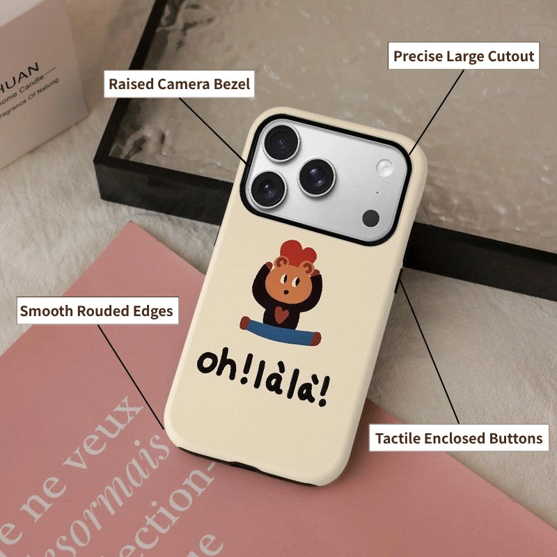 Quirky Oh! là là Sporting Bear Case for iPhone 13-17 PM | MagSafe 2-in-1 Film | Glossy/Matte