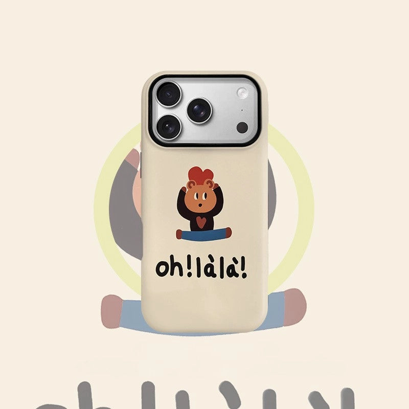 Quirky Oh! là là Sporting Bear Case for iPhone 13-17 PM | MagSafe 2-in-1 Film | Glossy/Matte