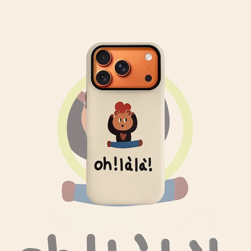Quirky Oh! là là Sporting Bear Case for iPhone 13-17 PM | MagSafe 2-in-1 Film | Glossy/Matte