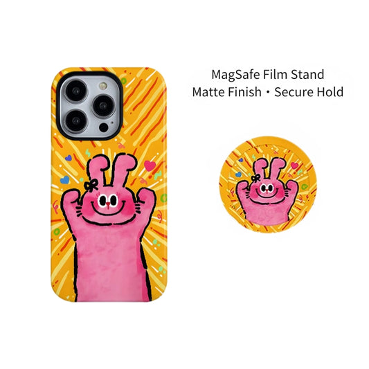 Radiant Joy Pink Bunny MagSafe iPhone Case