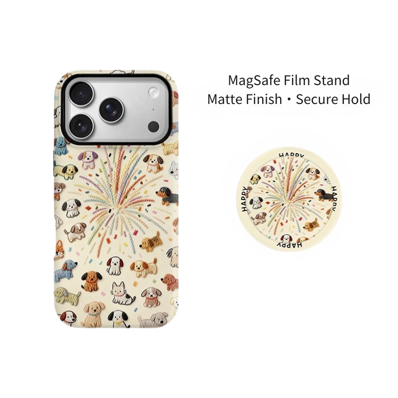 Stellar Fireworks Puppy Aesthetic Case for iPhone 13-17 PM | MagSafe 2-in-1 Film | Glossy/Matte