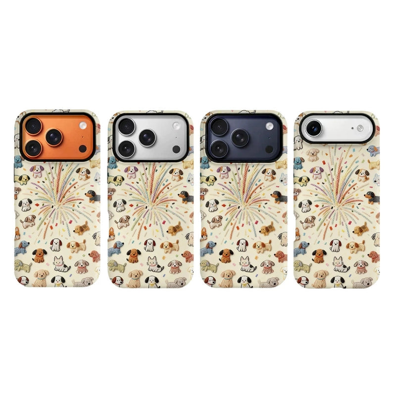Stellar Fireworks Puppy Aesthetic Case for iPhone 13-17 PM | MagSafe 2-in-1 Film | Glossy/Matte