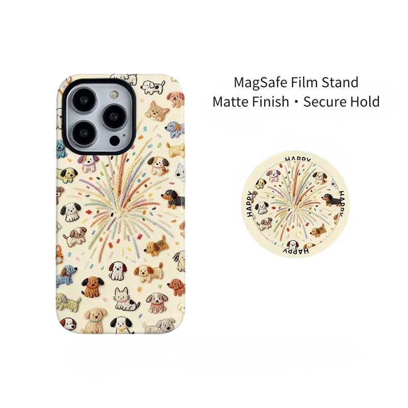 Stellar Fireworks Puppy Aesthetic Case for iPhone 13-17 PM | MagSafe 2-in-1 Film | Glossy/Matte