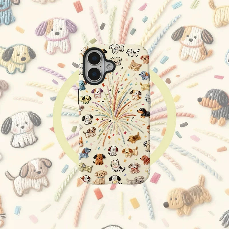 Stellar Fireworks Puppy Aesthetic Case for iPhone 13-17 PM | MagSafe 2-in-1 Film | Glossy/Matte