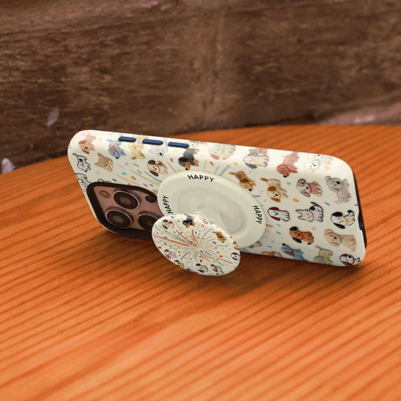 Stellar Fireworks Puppy Aesthetic Case for iPhone 13-17 PM | MagSafe 2-in-1 Film | Glossy/Matte