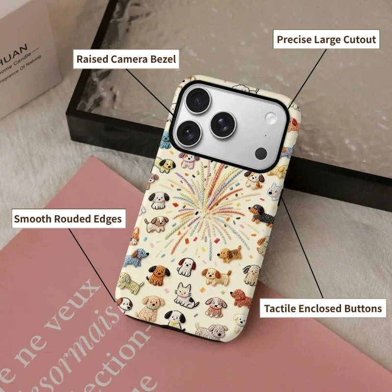 Stellar Fireworks Puppy Aesthetic Case for iPhone 13-17 PM | MagSafe 2-in-1 Film | Glossy/Matte