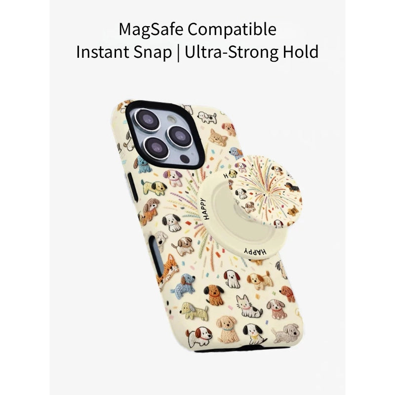 Stellar Fireworks Puppy Aesthetic Case for iPhone 13-17 PM | MagSafe 2-in-1 Film | Glossy/Matte