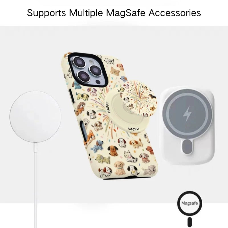 Stellar Fireworks Puppy Aesthetic Case for iPhone 13-17 PM | MagSafe 2-in-1 Film | Glossy/Matte